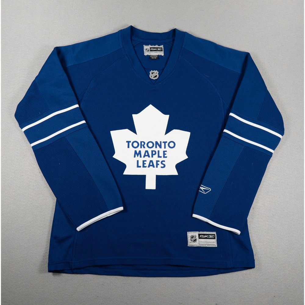 Reebok Mens Toronto Maple Leafs NHL Hockey Jersey Blue Size Medium Logo Stripe